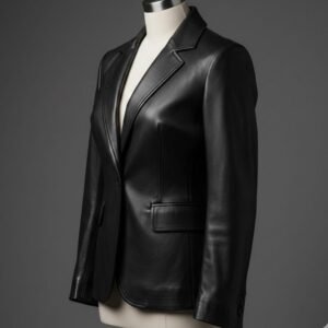 بلزر جلد طبيعي خامة ستون لون اسود