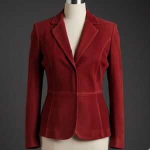 بلزر جلد طبيعي خامة شمواه لون احمر