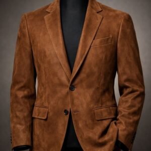 بليزر جلد طبيعى خامة شمواه لون بندقى