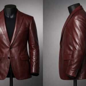 بليزر جلد طبيعى خامة نبه لون نبيتى