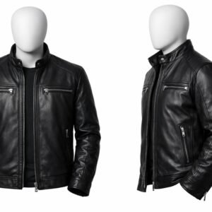 جاكت جلد طبيعى خامة ممتازة لون اسود