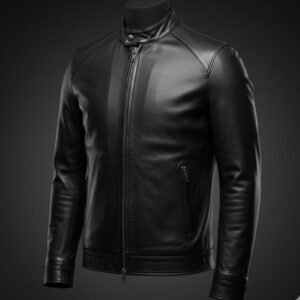جاكت جلد طبيعي اسود