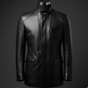 كوت رجالى جلد طبيعي خامة ممطازة لون اسود